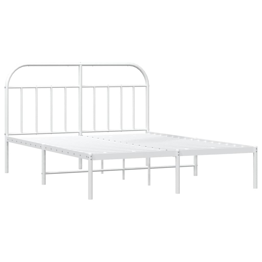 Sengeramme i metall med hodegavl hvit 140x200 cm
