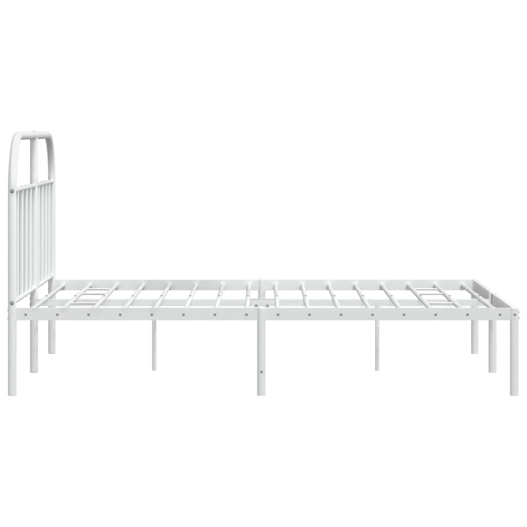 Sengeramme i metall med hodegavl hvit 140x200 cm