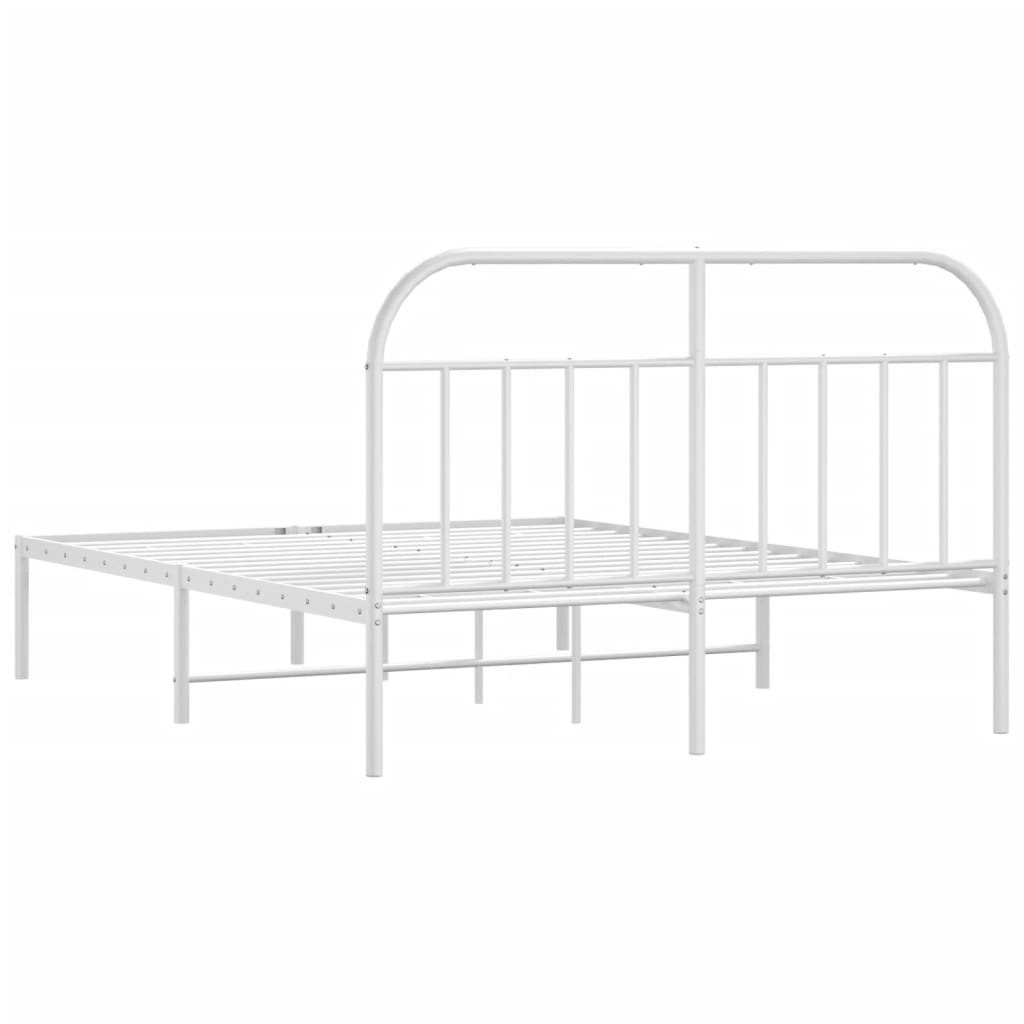 Sengeramme i metall med hodegavl hvit 140x200 cm