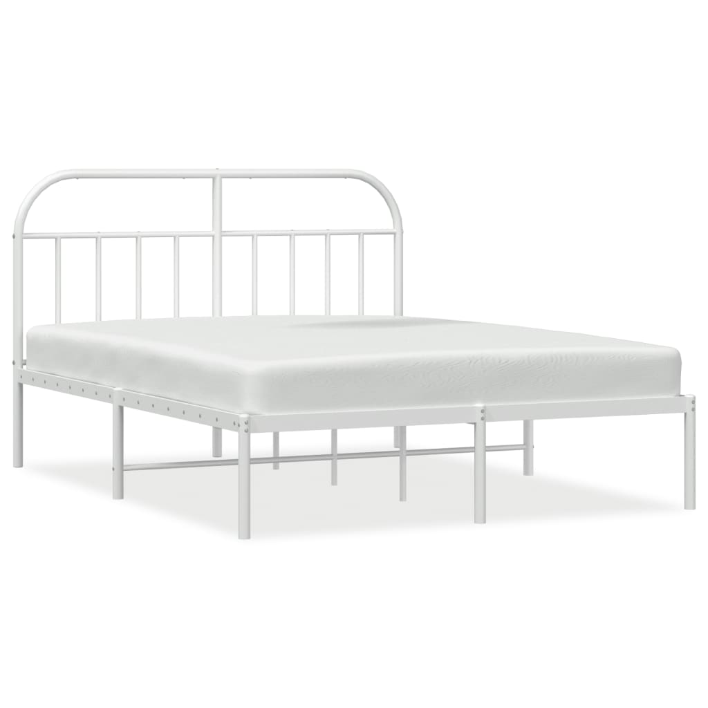 Sengeramme i metall med sengegavl hvit 160x200 cm