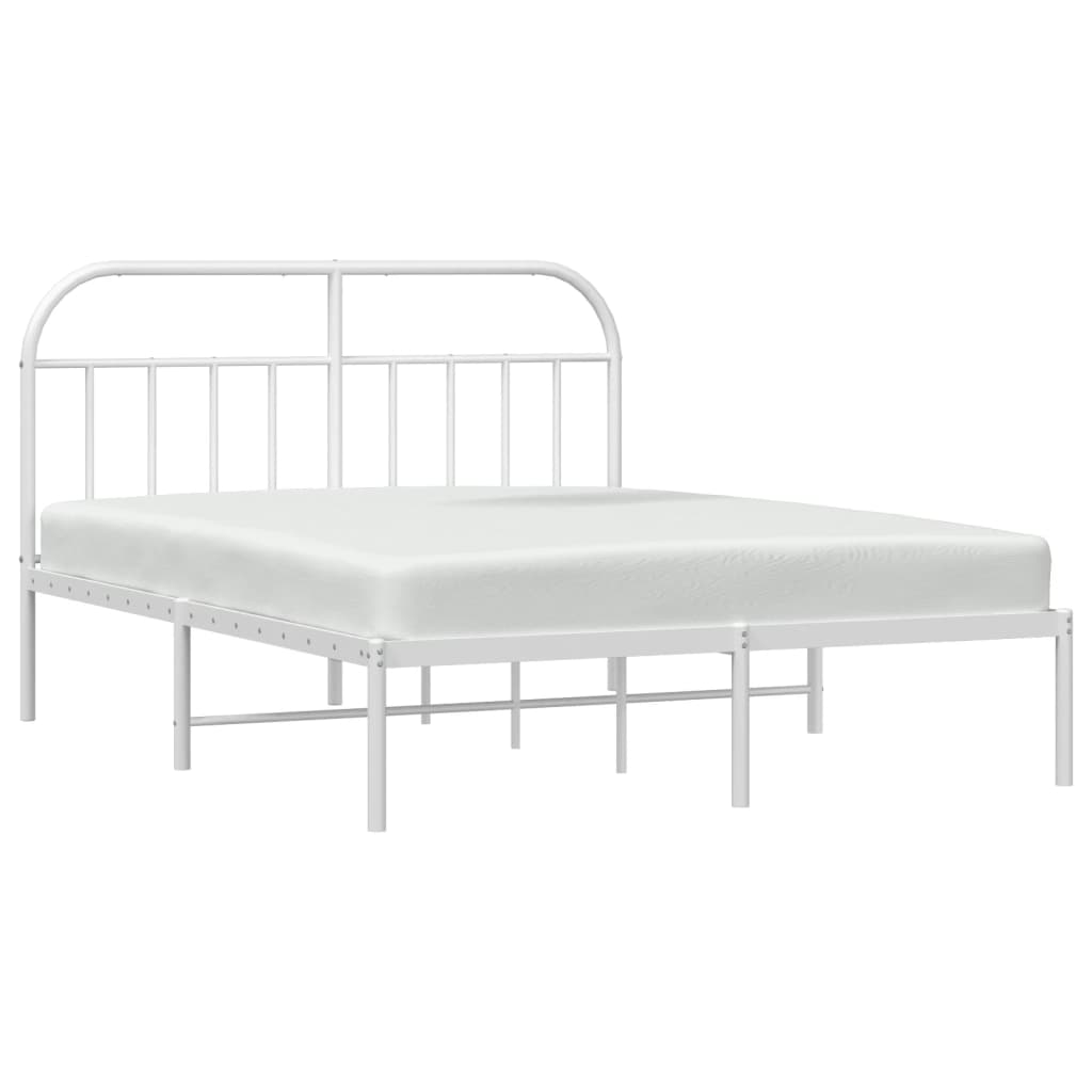 Sengeramme i metall med sengegavl hvit 160x200 cm