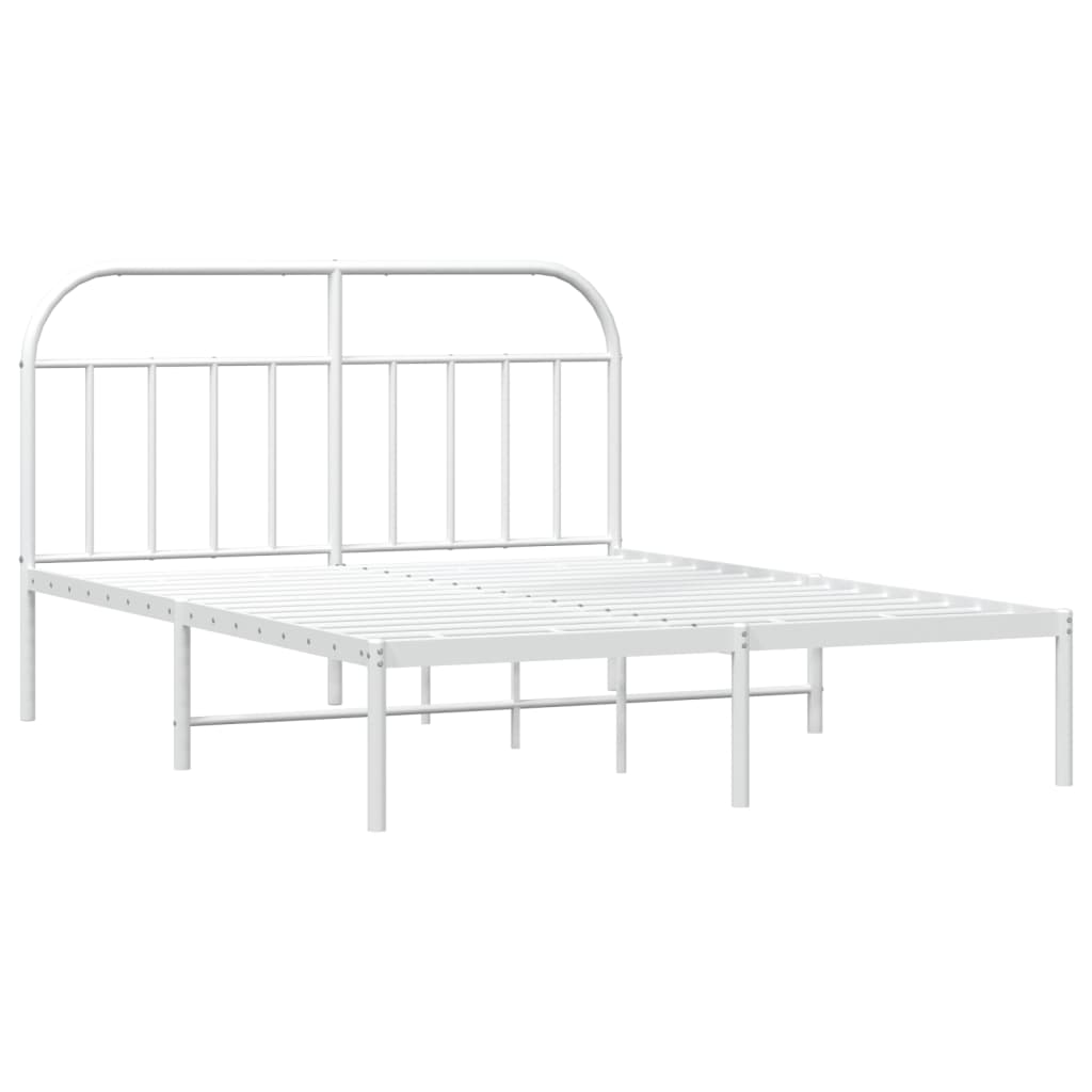 Sengeramme i metall med hodegavl hvit 183x213 cm