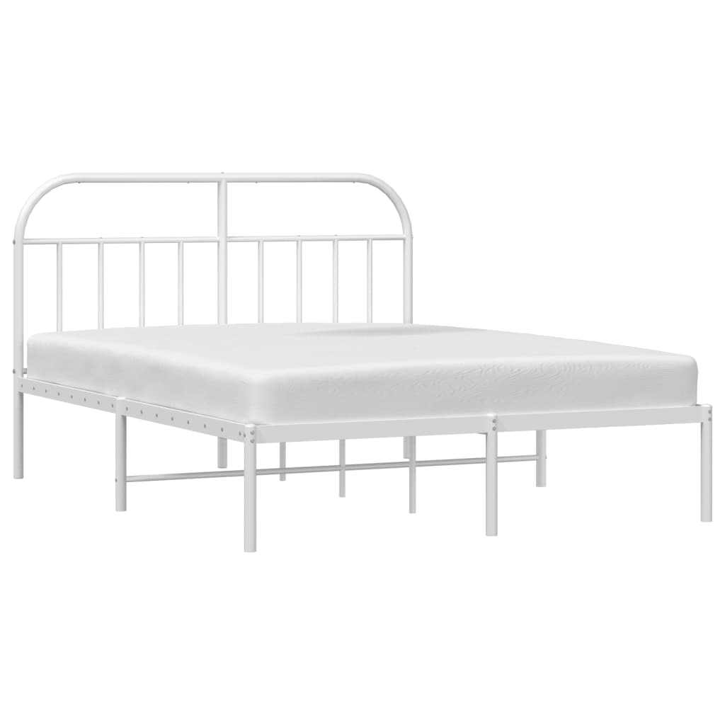 Sengeramme i metall med hodegavl hvit 183x213 cm