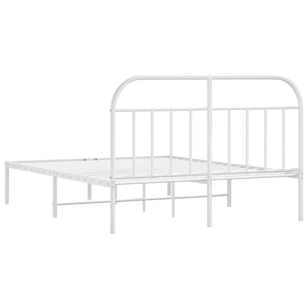 Sengeramme i metall med hodegavl hvit 183x213 cm