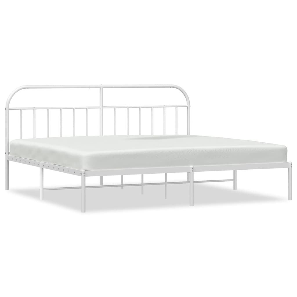 Sengeramme i metall med hodegavl hvit 193x203 cm