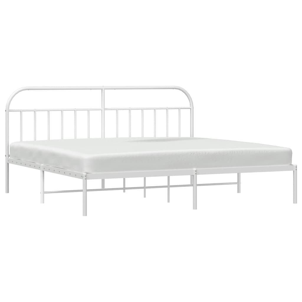 Sengeramme i metall med hodegavl hvit 193x203 cm