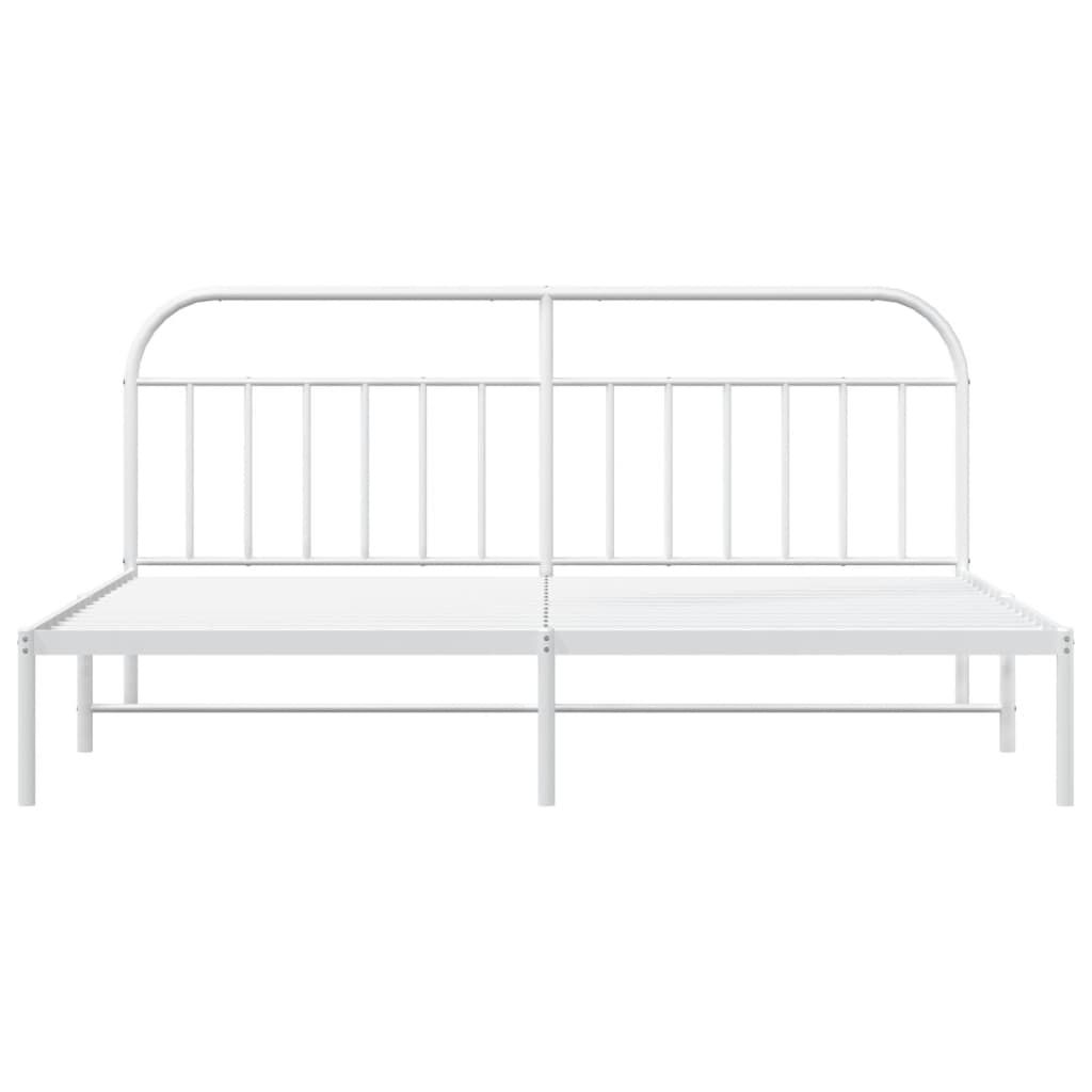 Sengeramme i metall med hodegavl hvit 193x203 cm