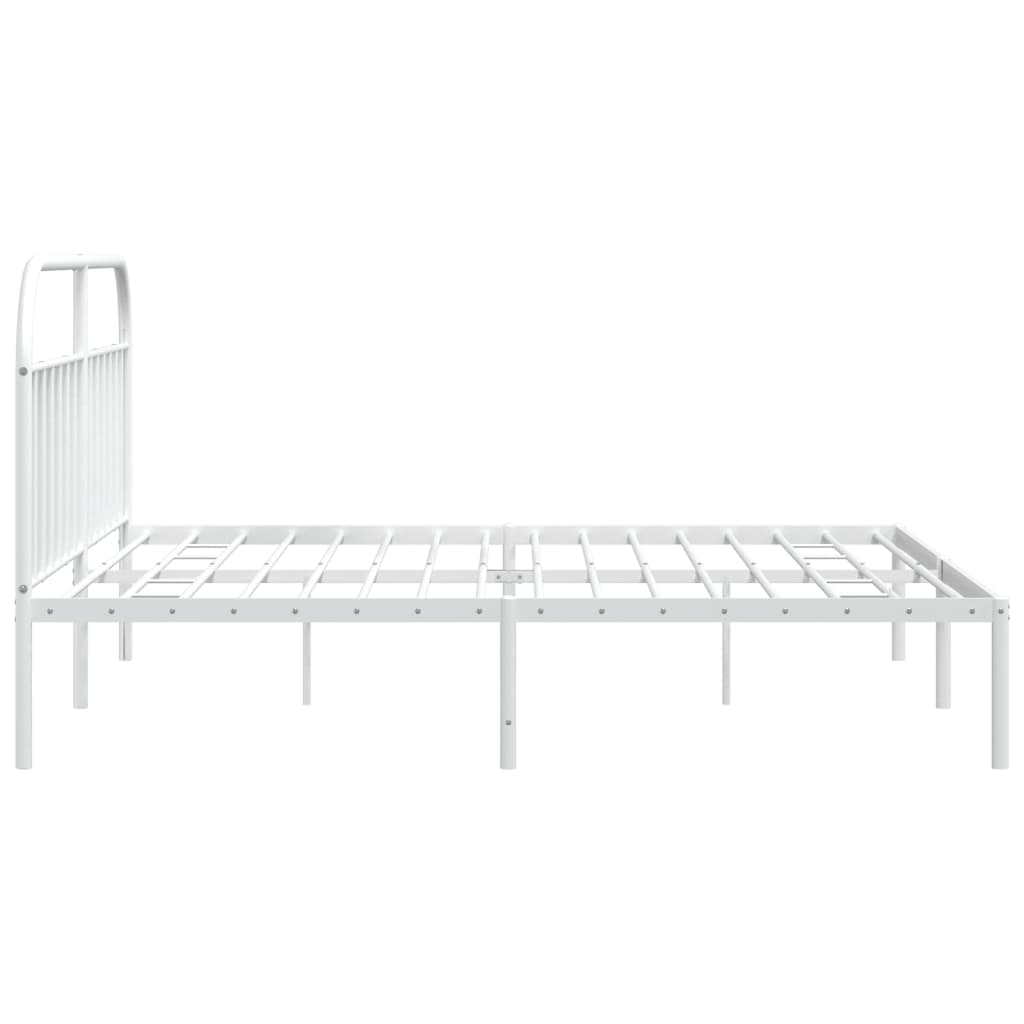 Sengeramme i metall med hodegavl hvit 193x203 cm