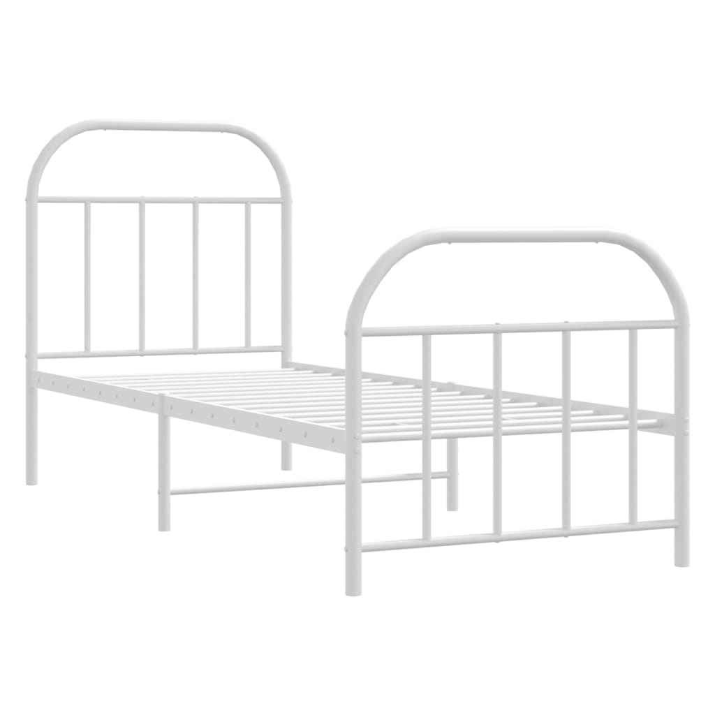 Sengeramme i metall med hode- og fotgavl hvit 75x190 cm