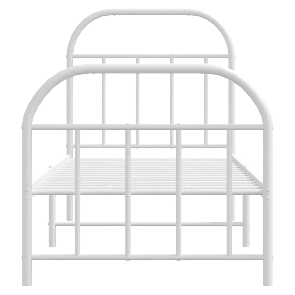 Sengeramme i metall med hode- og fotgavl hvit 75x190 cm