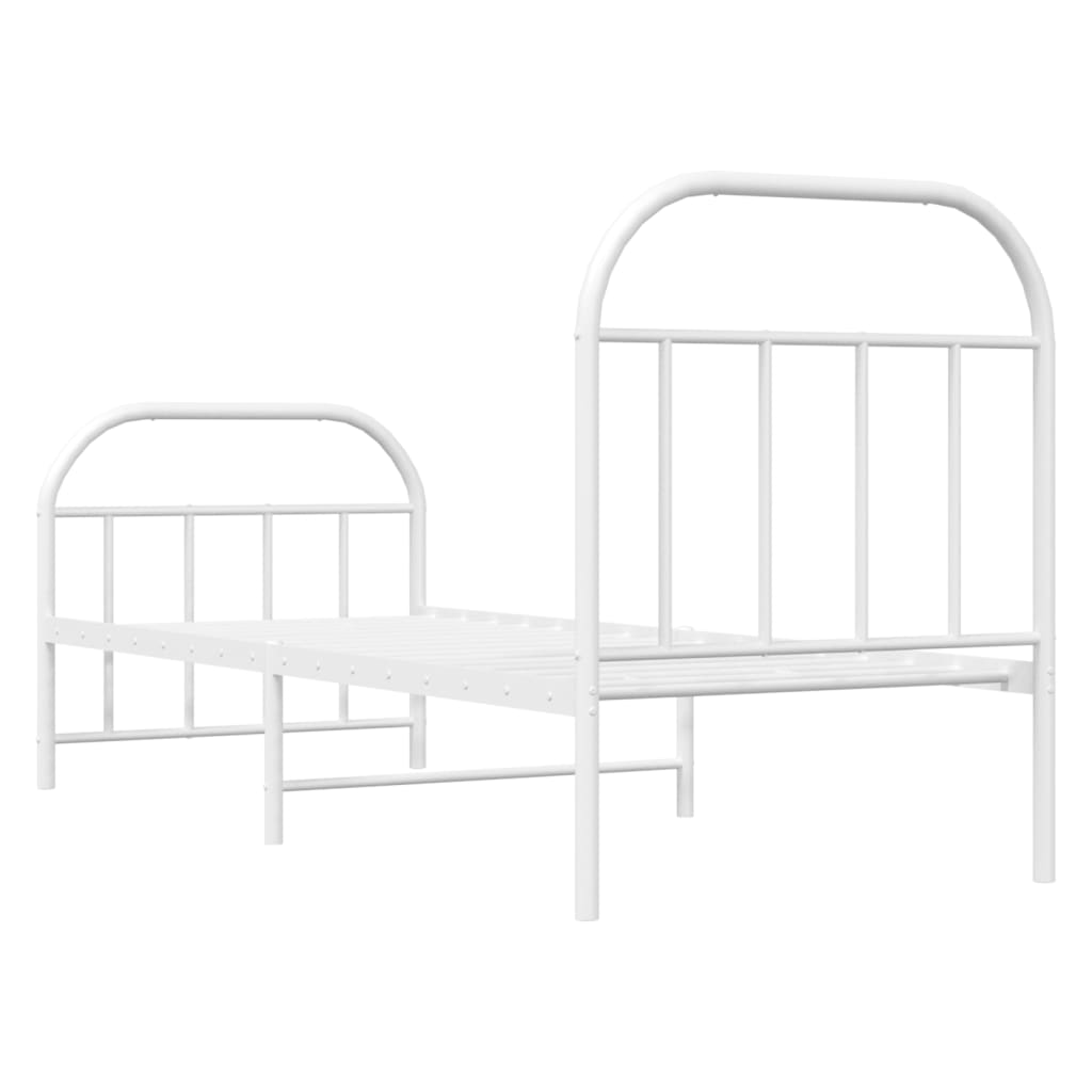 Sengeramme i metall med hode- og fotgavl hvit 75x190 cm