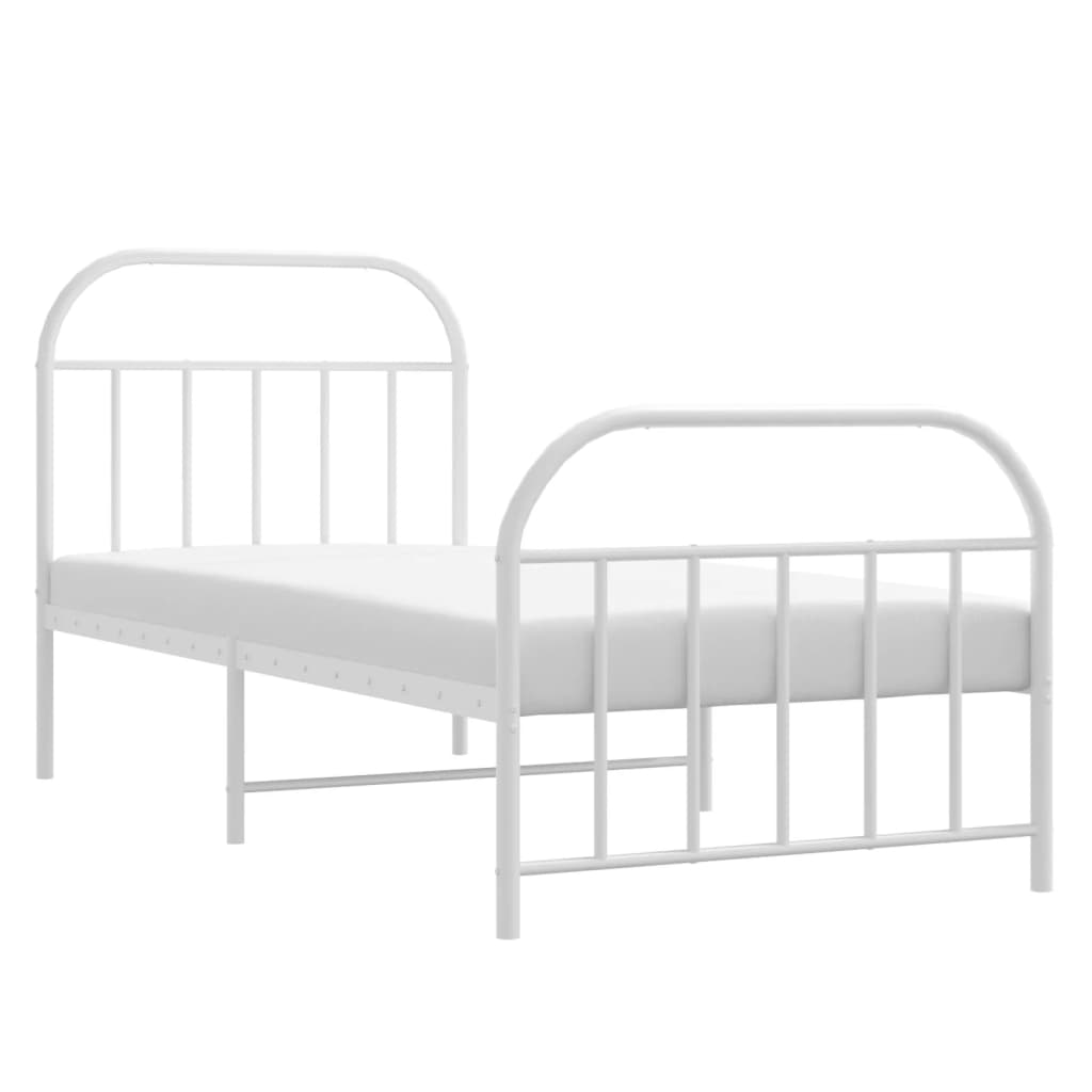 Sengeramme i metall med hode- og fotgavl hvit 80x200 cm