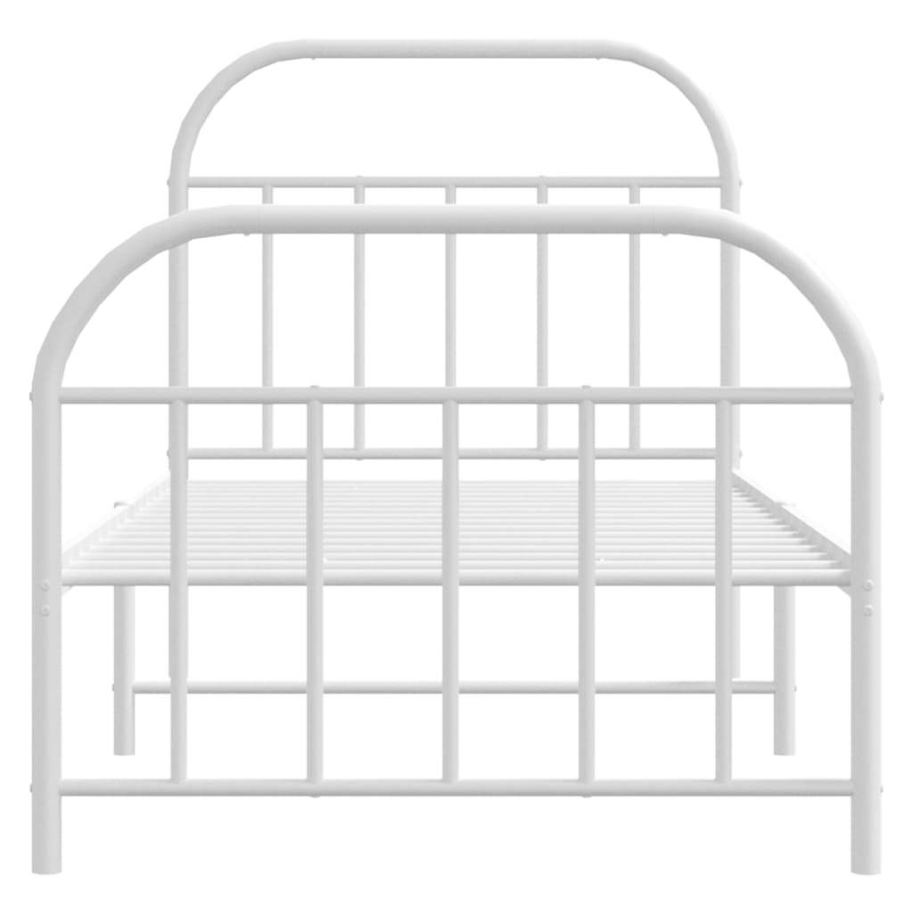 Sengeramme i metall med hode- og fotgavl hvit 80x200 cm