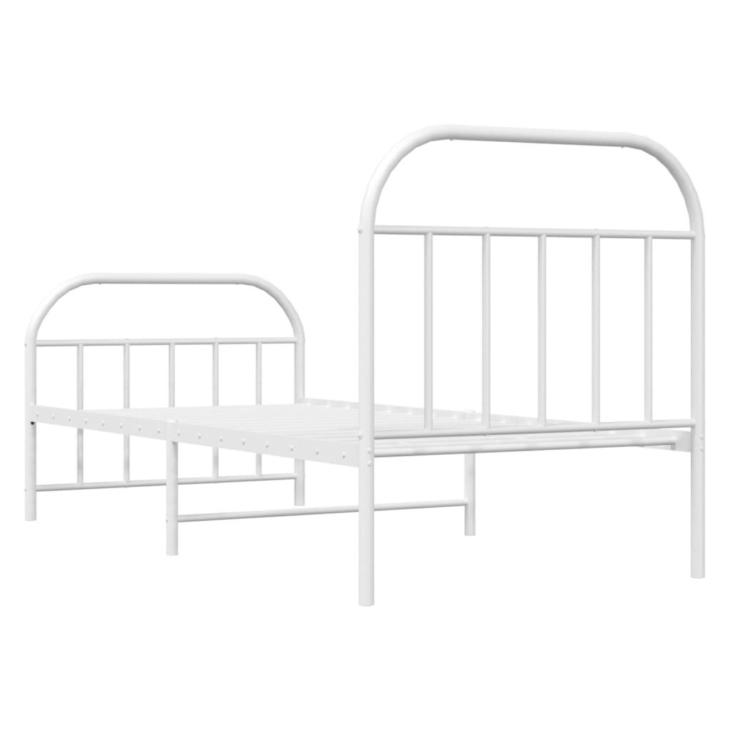 Sengeramme i metall med hode- og fotgavl hvit 80x200 cm