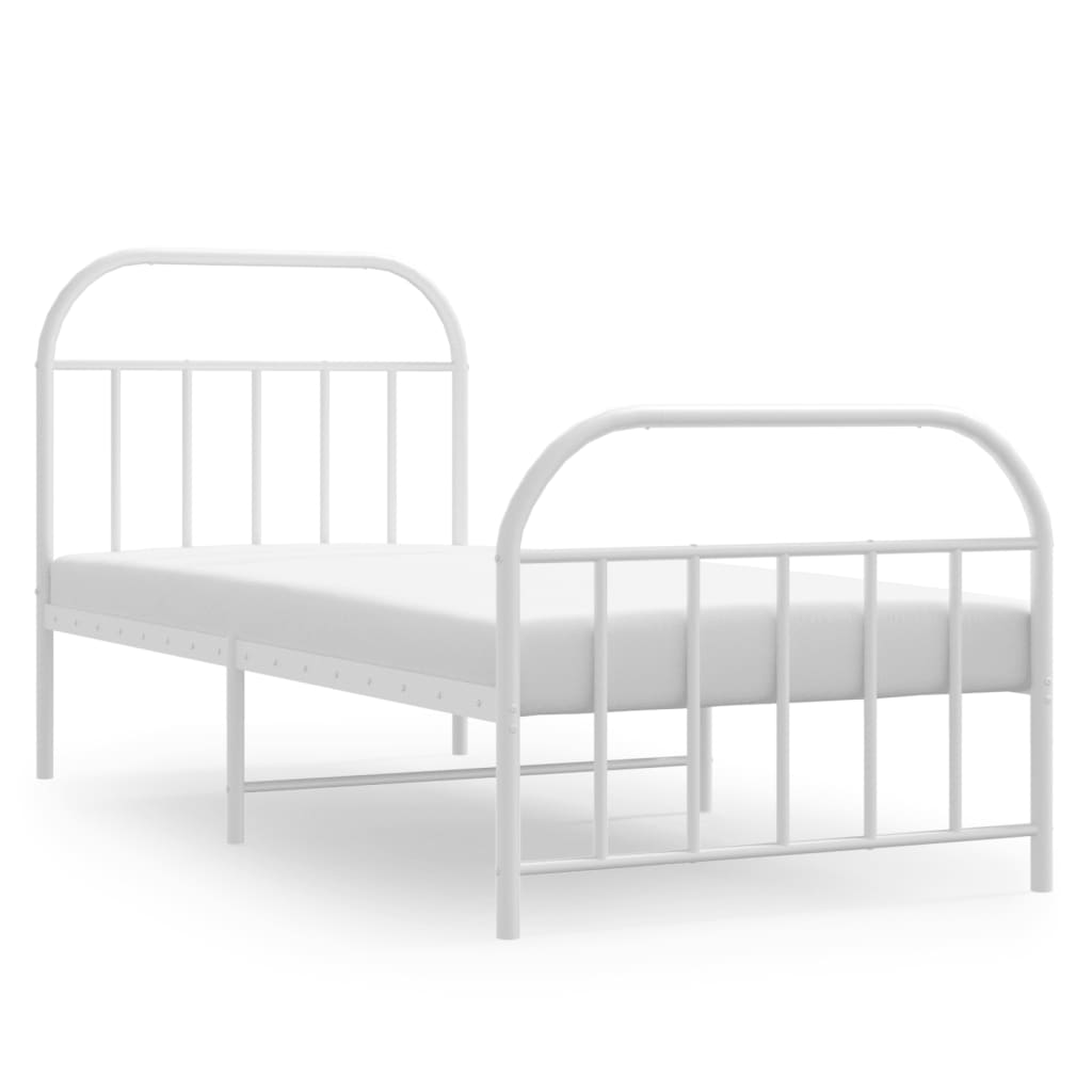 Sengeramme i metall med hode- og fotgavl hvit 90x190 cm