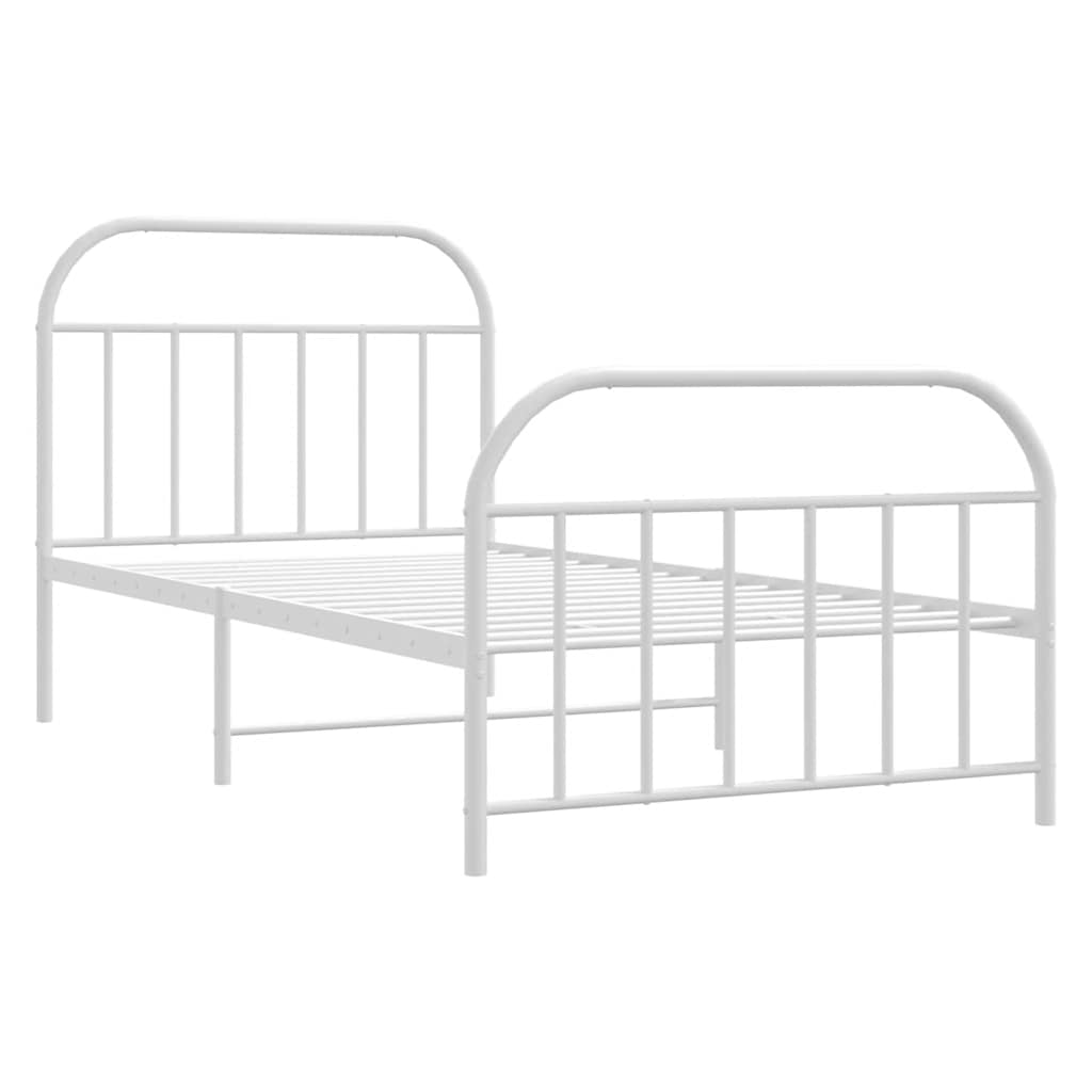 Sengeramme i metall med hode- og fotgavl hvit 100x190 cm