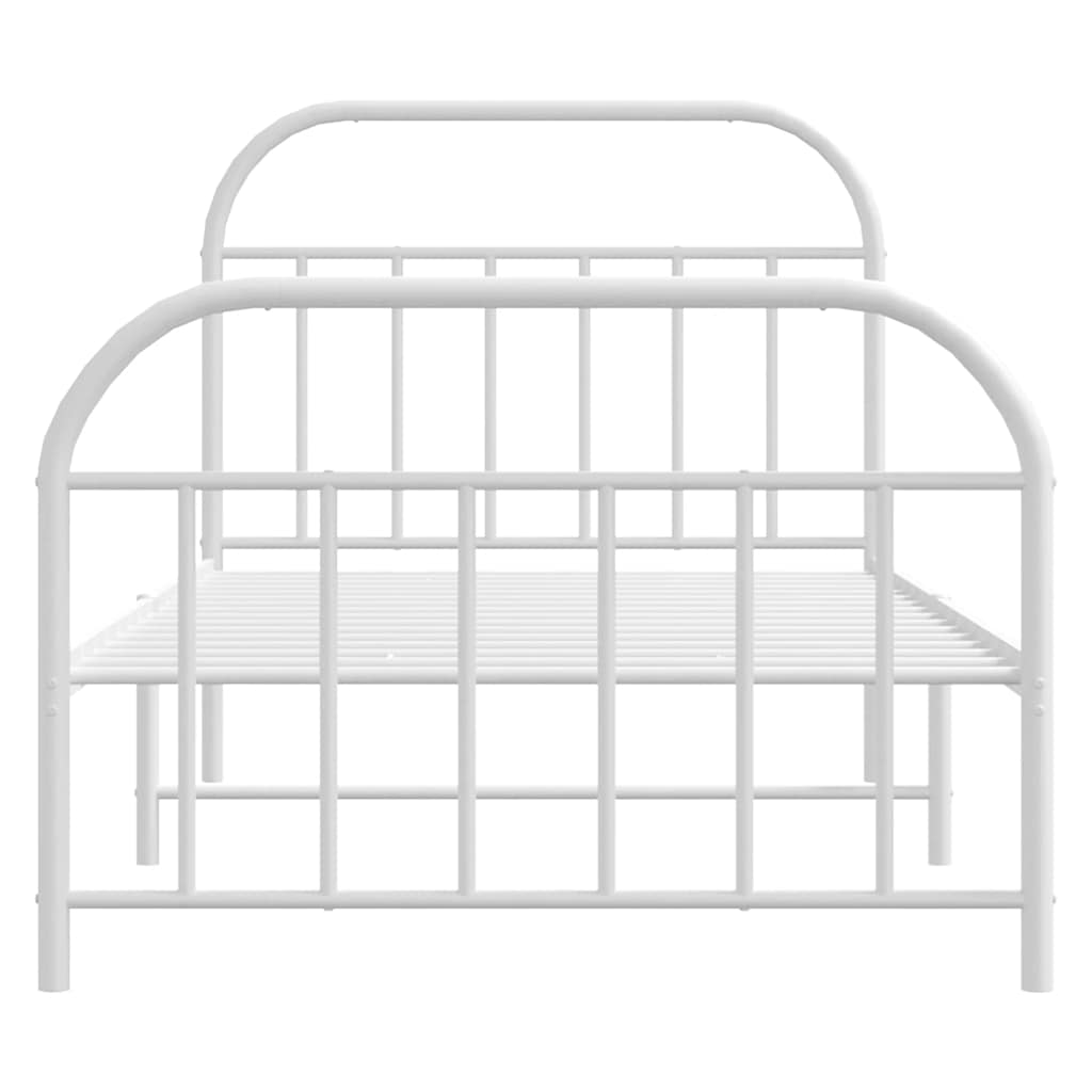 Sengeramme i metall med hode- og fotgavl hvit 100x190 cm