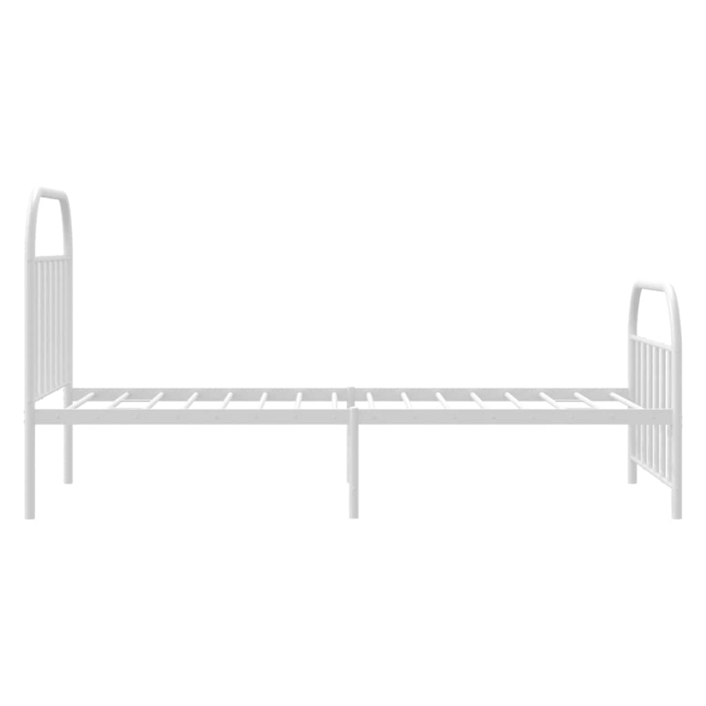 Sengeramme i metall med hode- og fotgavl hvit 100x190 cm