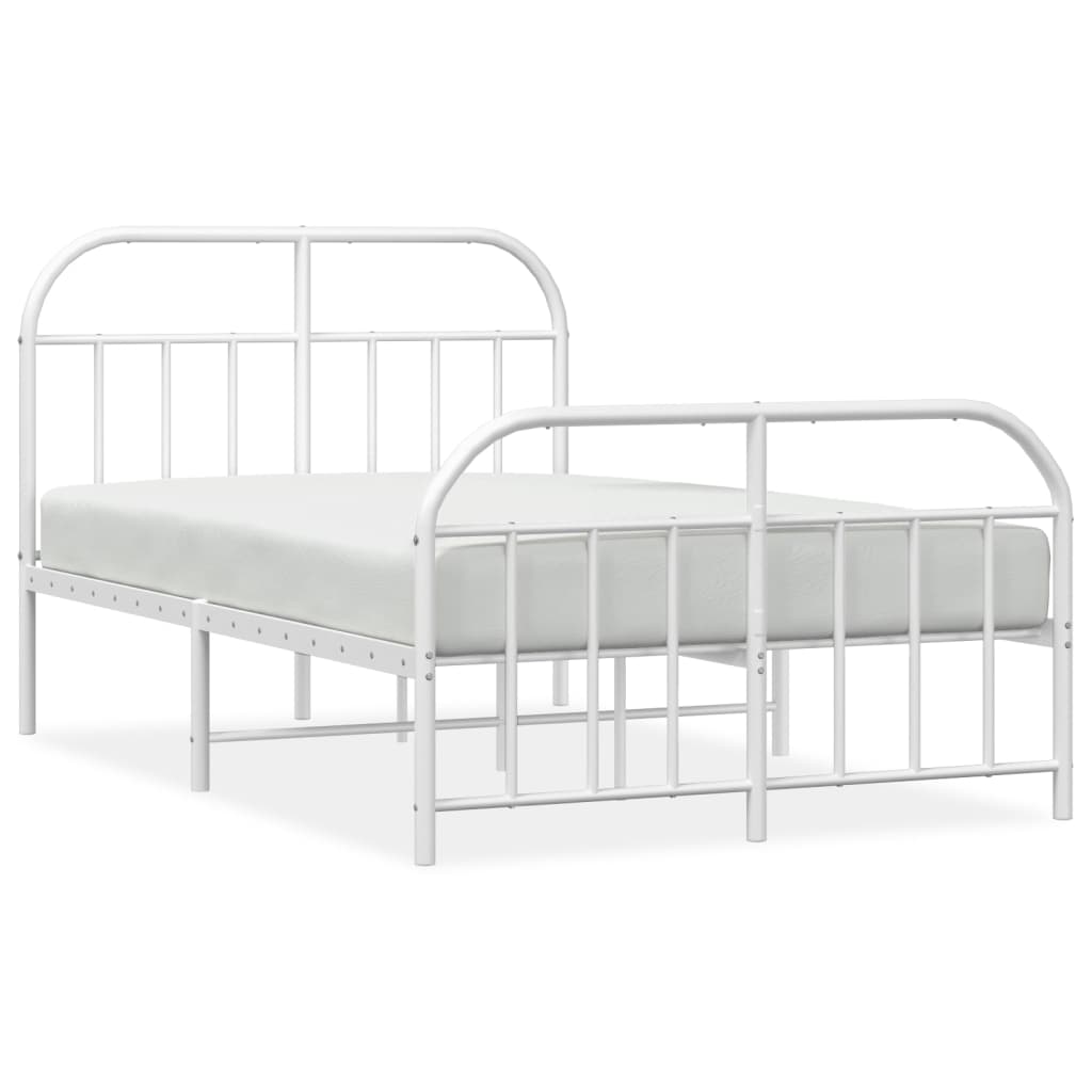 Sengeramme i metall med hode- og fotgavl hvit 120x190 cm
