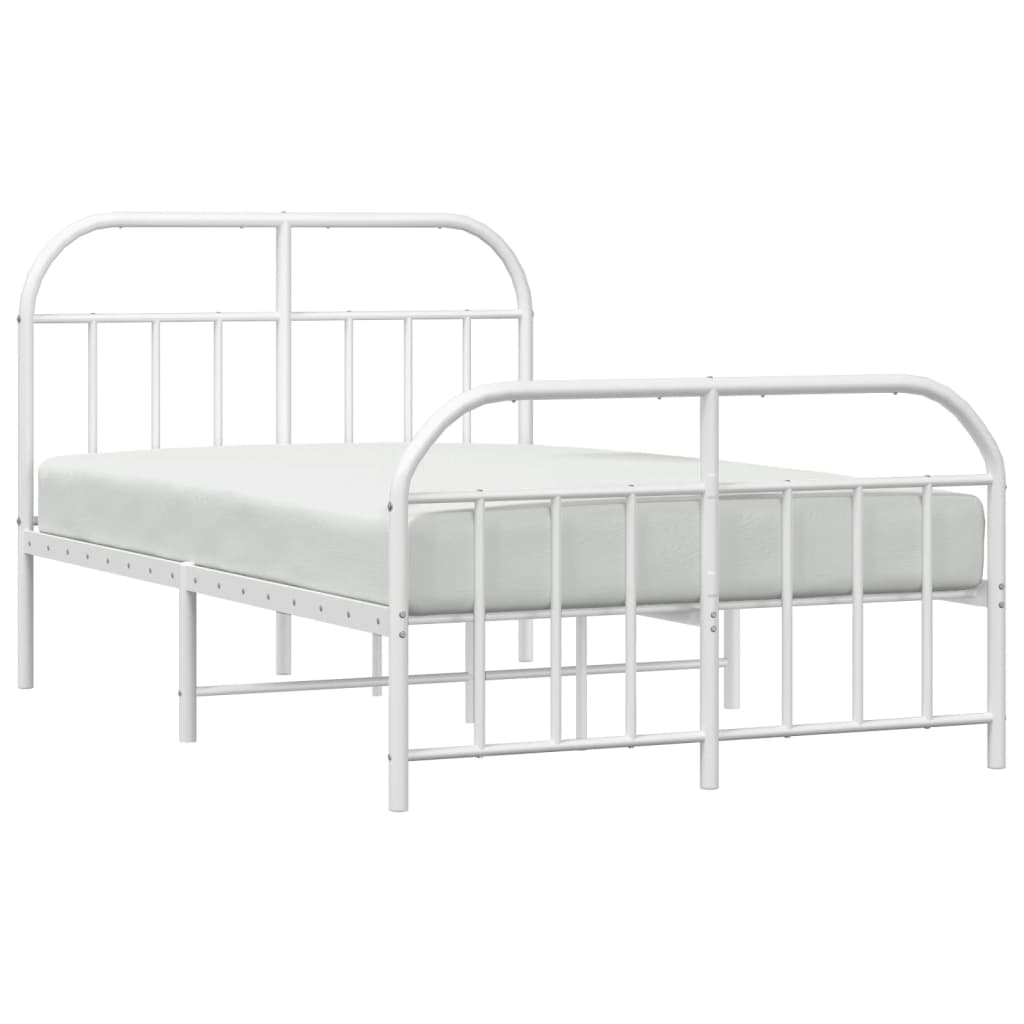 Sengeramme i metall med hode- og fotgavl hvit 120x190 cm