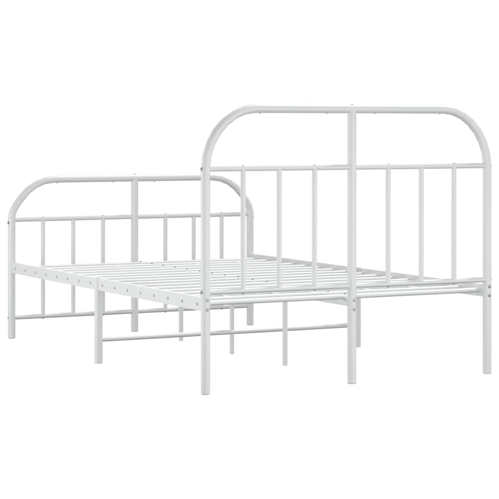 Sengeramme i metall med hode- og fotgavl hvit 120x190 cm