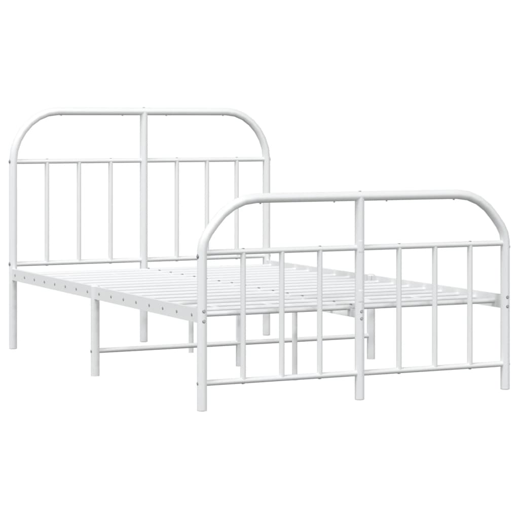 Sengeramme i metall med hode- og fotgavl hvit 120x200 cm