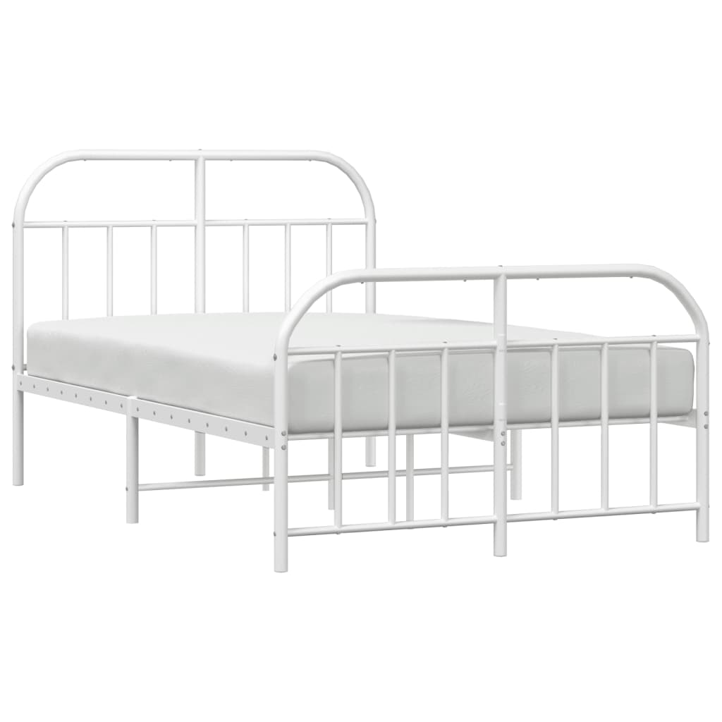 Sengeramme i metall med hode- og fotgavl hvit 120x200 cm