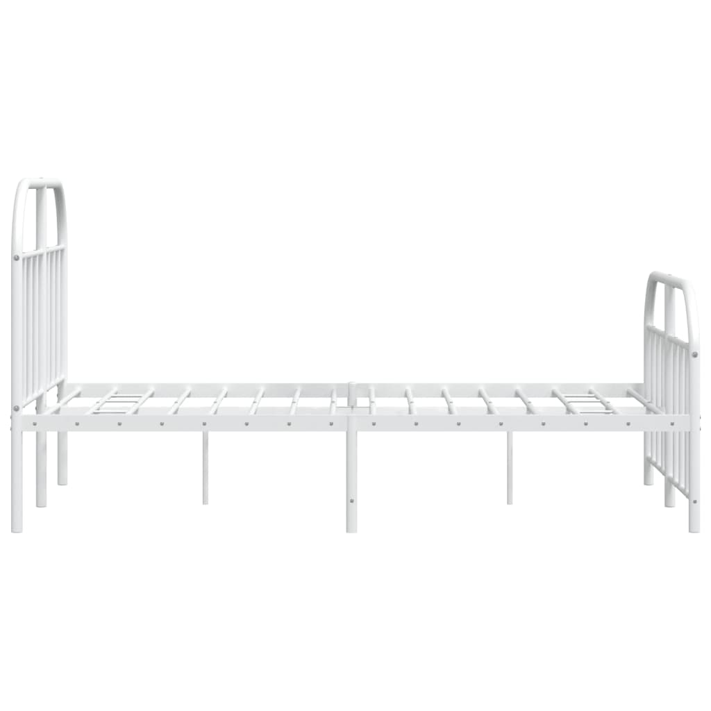 Sengeramme i metall med hode- og fotgavl hvit 120x200 cm