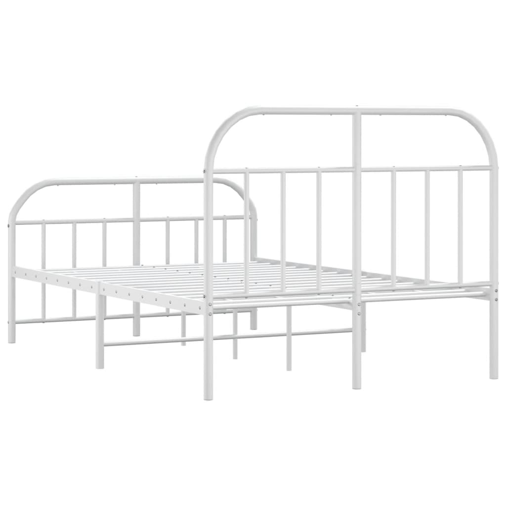Sengeramme i metall med hode- og fotgavl hvit 120x200 cm