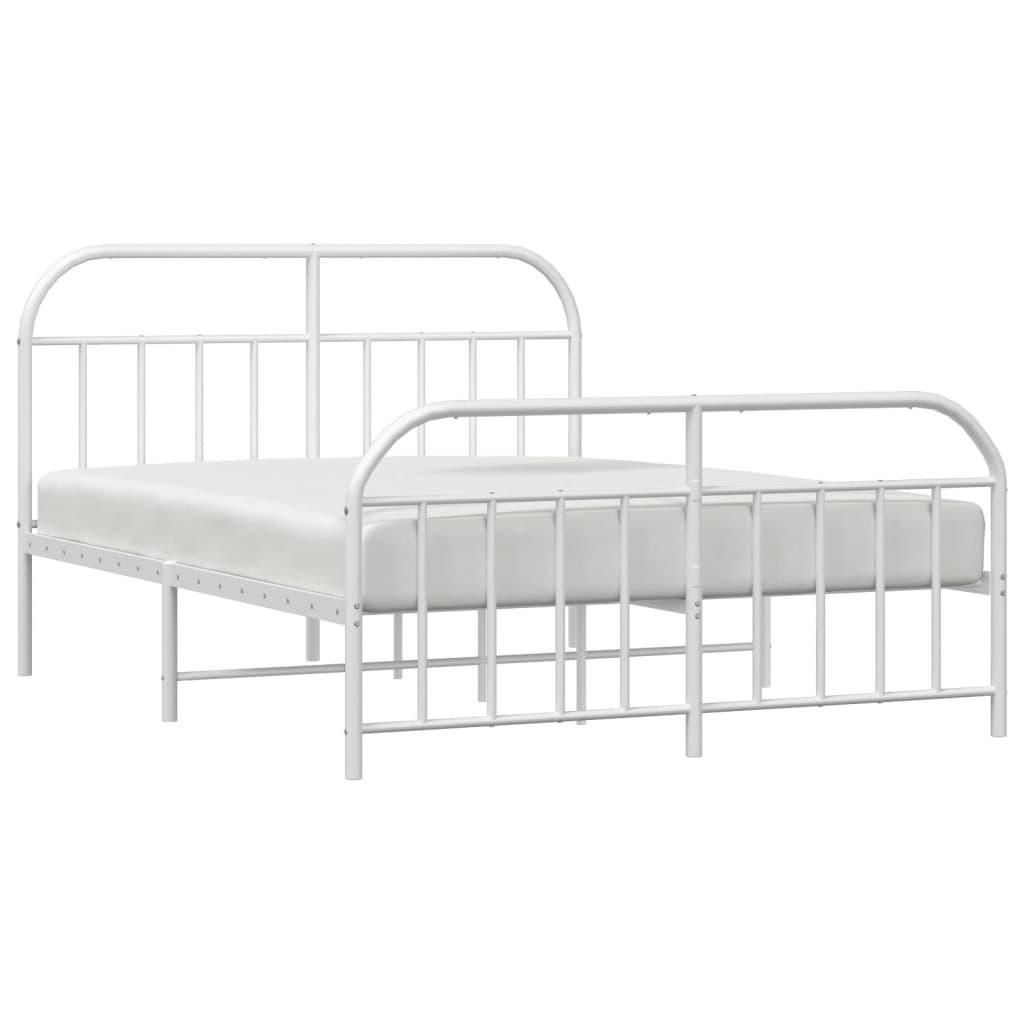 Sengeramme i metall med hode- og fotgavl hvit 135x190 cm