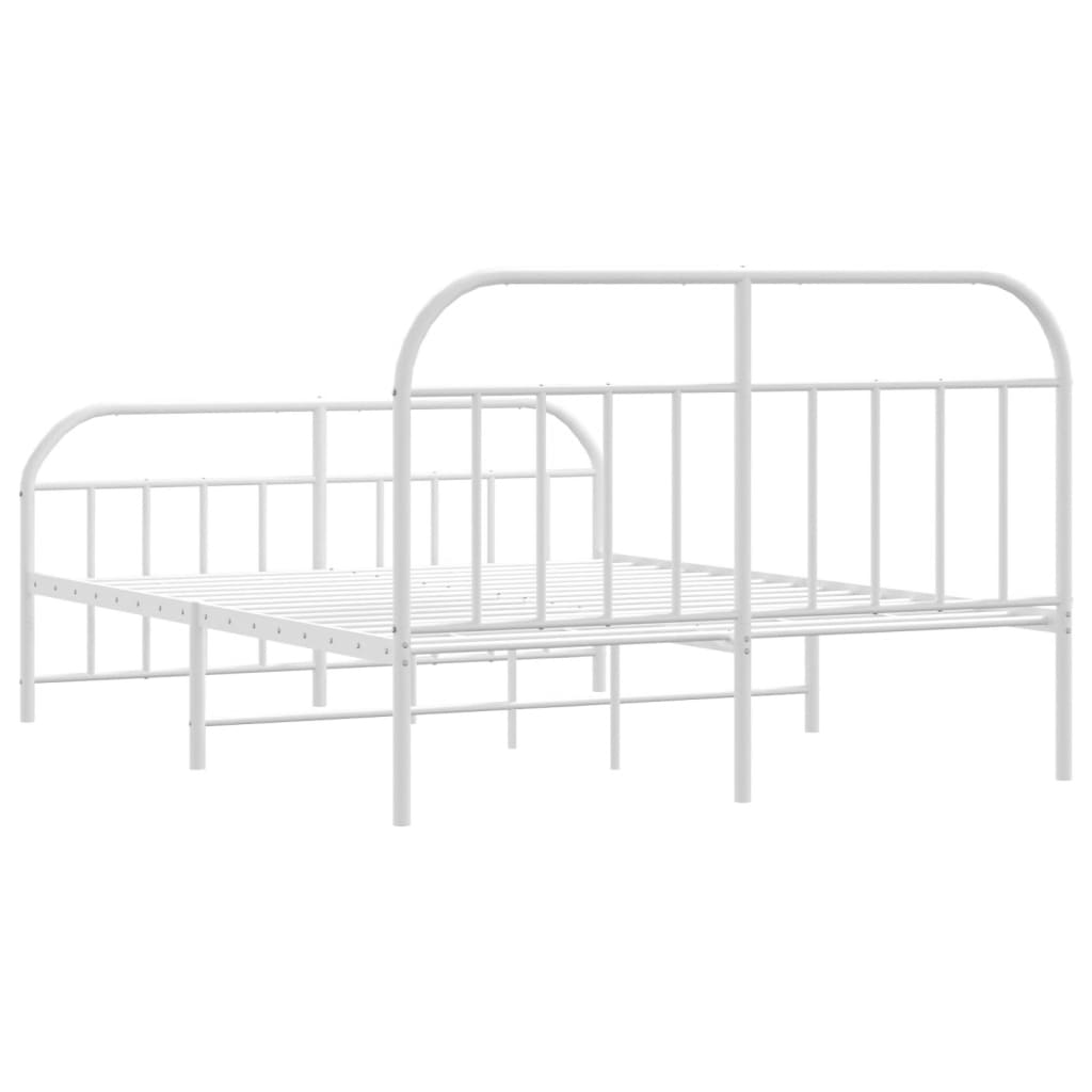 Sengeramme i metall med hode- og fotgavl hvit 135x190 cm
