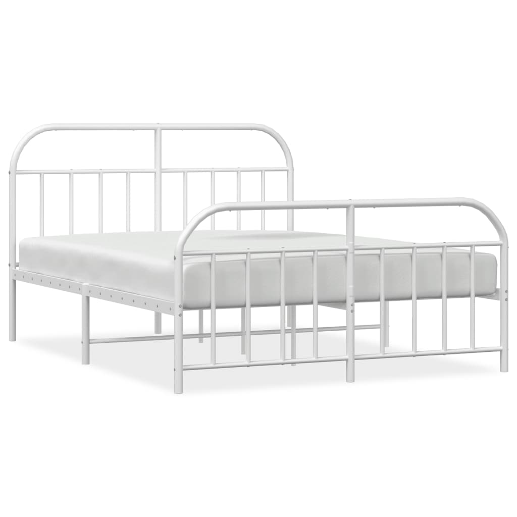 Sengeramme i metall med hode- og fotgavl hvit 140x190 cm