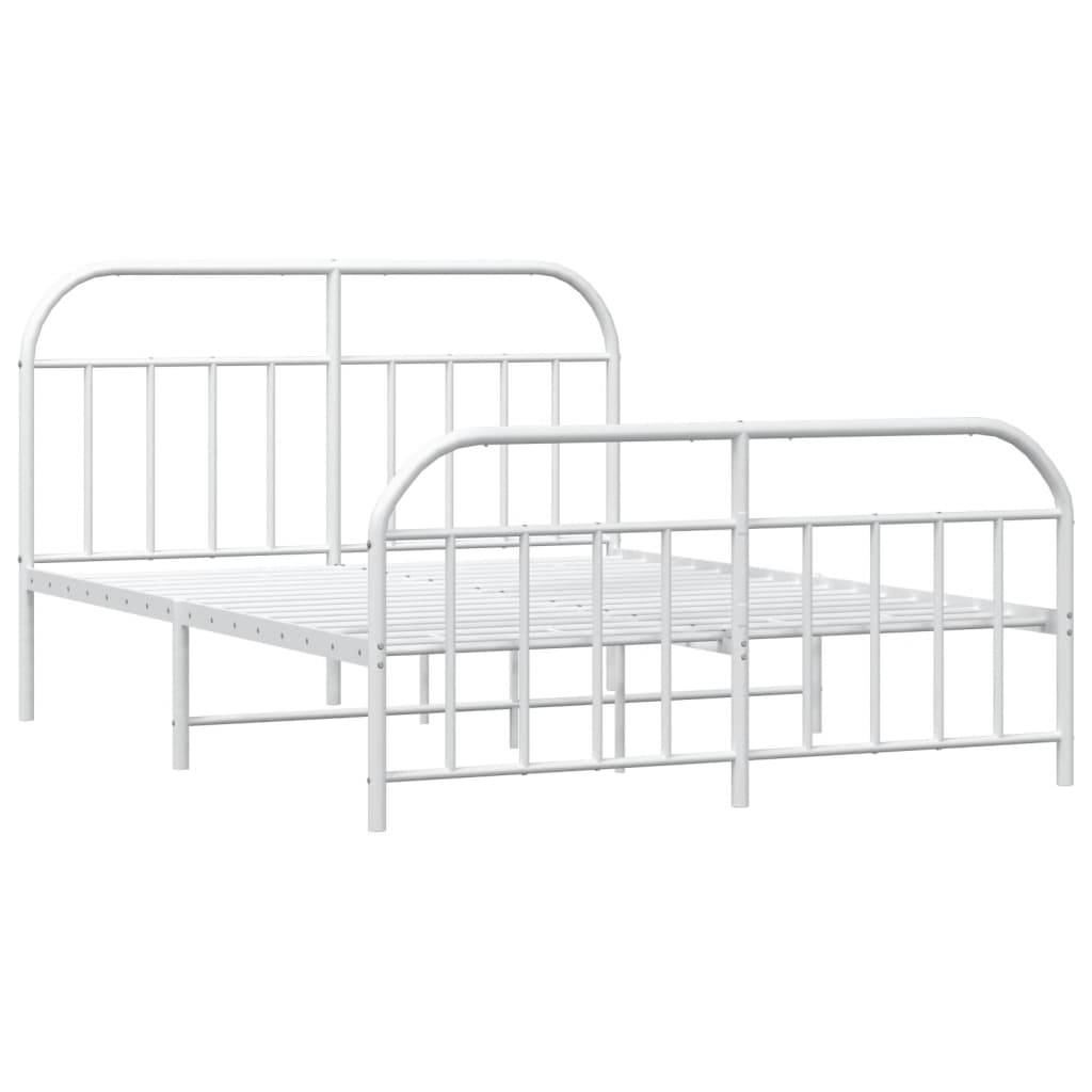 Sengeramme i metall med hode- og fotgavl hvit 140x190 cm