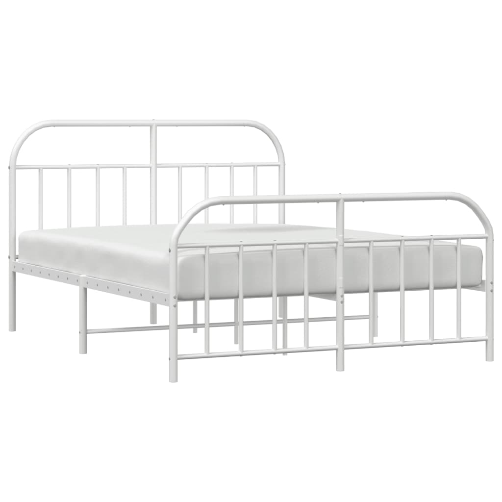Sengeramme i metall med hode- og fotgavl hvit 140x190 cm
