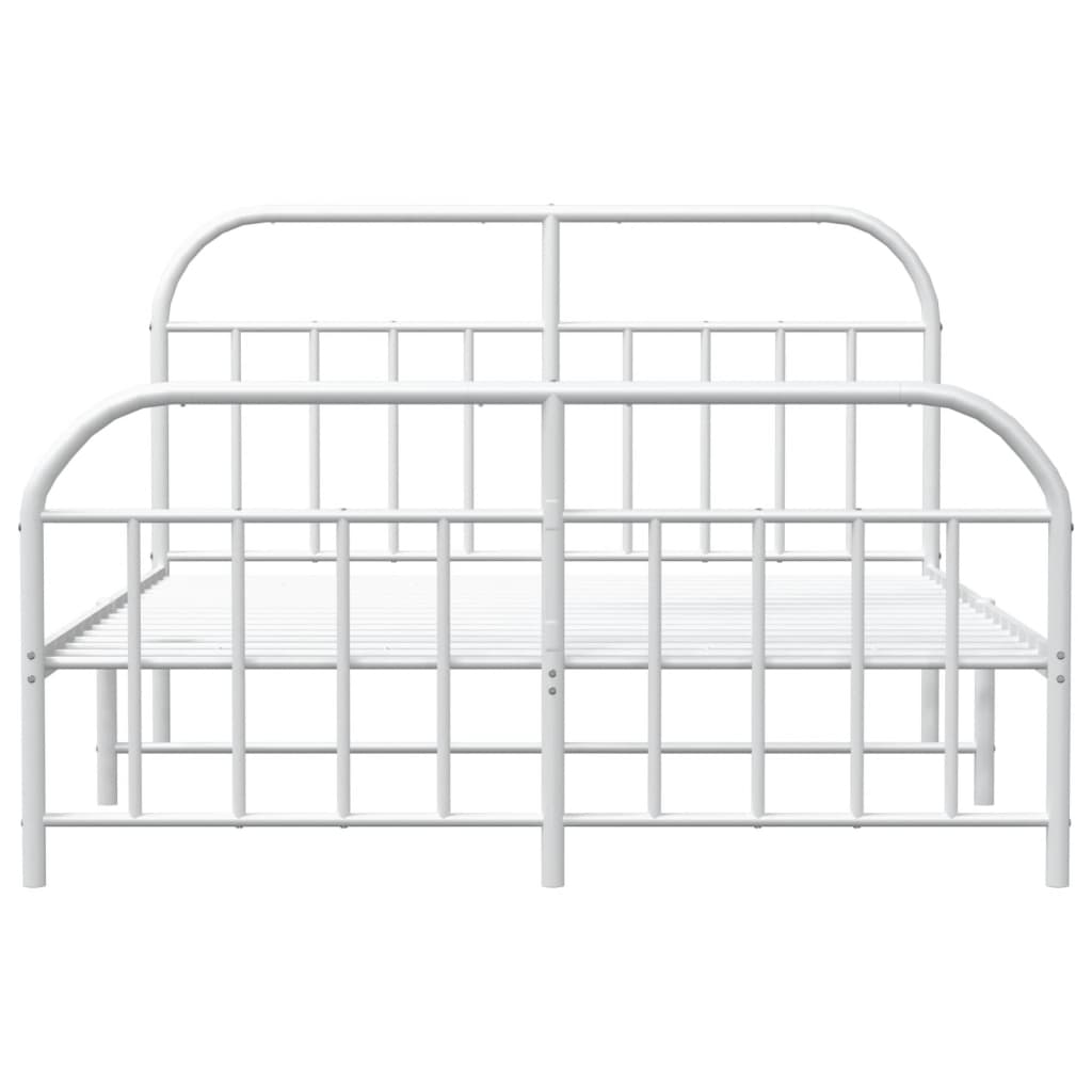 Sengeramme i metall med hode- og fotgavl hvit 140x200 cm