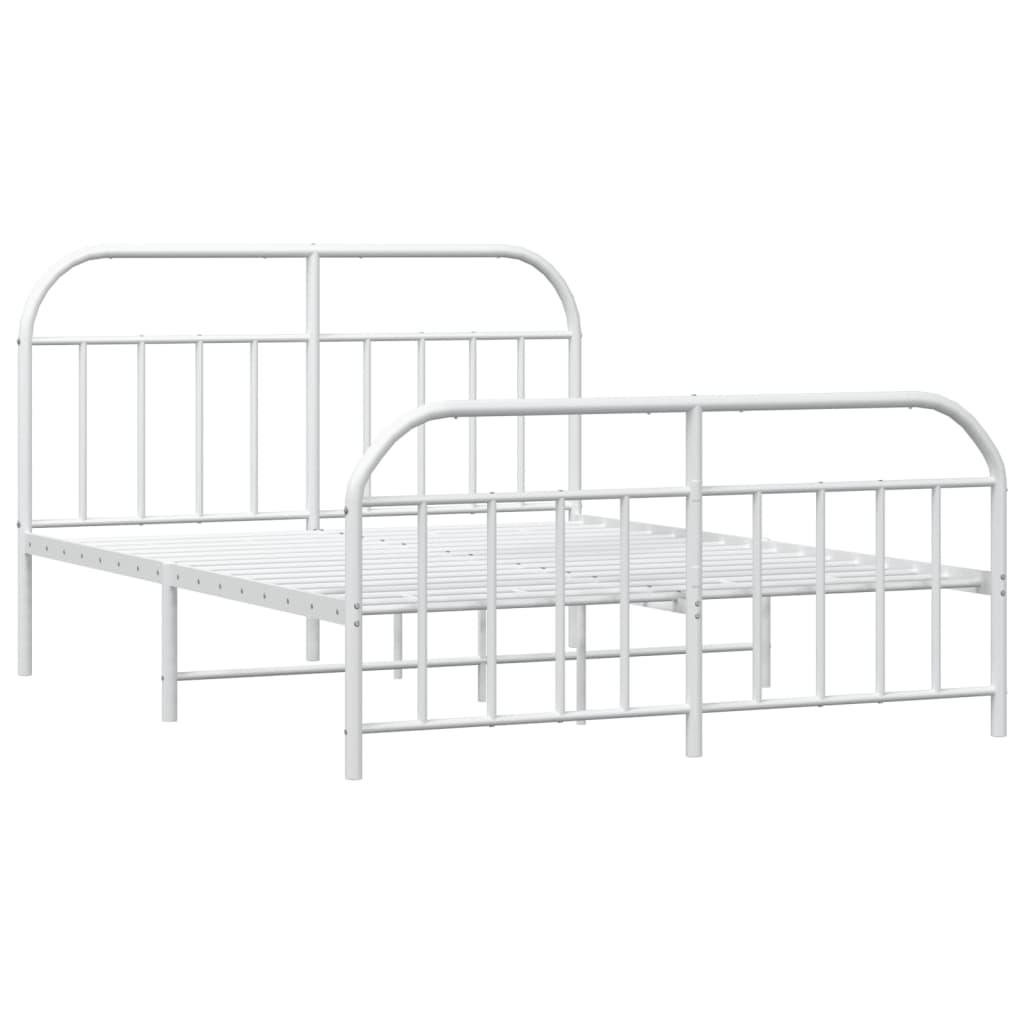 Sengeramme i metall med hode- og fotgavl hvit 150x200 cm