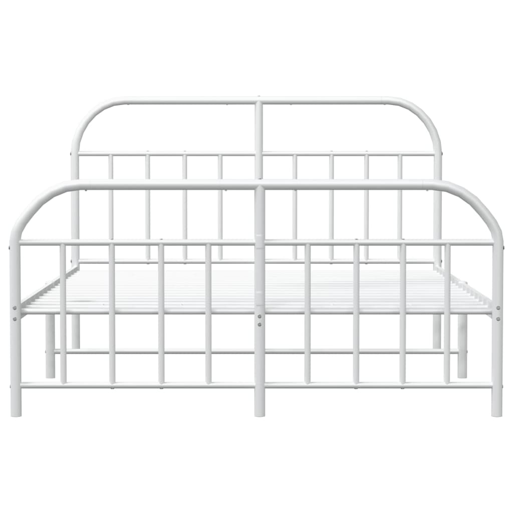 Sengeramme i metall med hode- og fotgavl hvit 150x200 cm