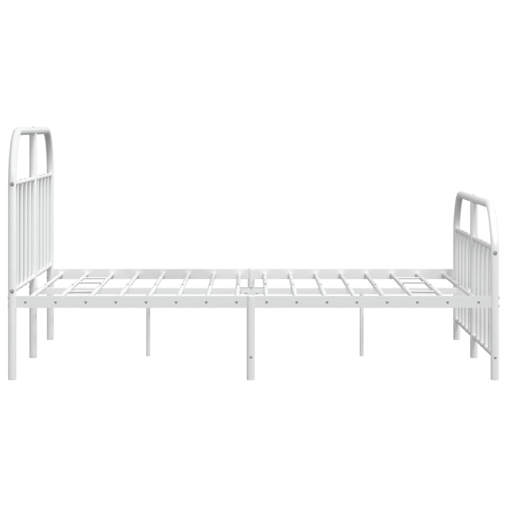 Sengeramme i metall med hode- og fotgavl hvit 150x200 cm