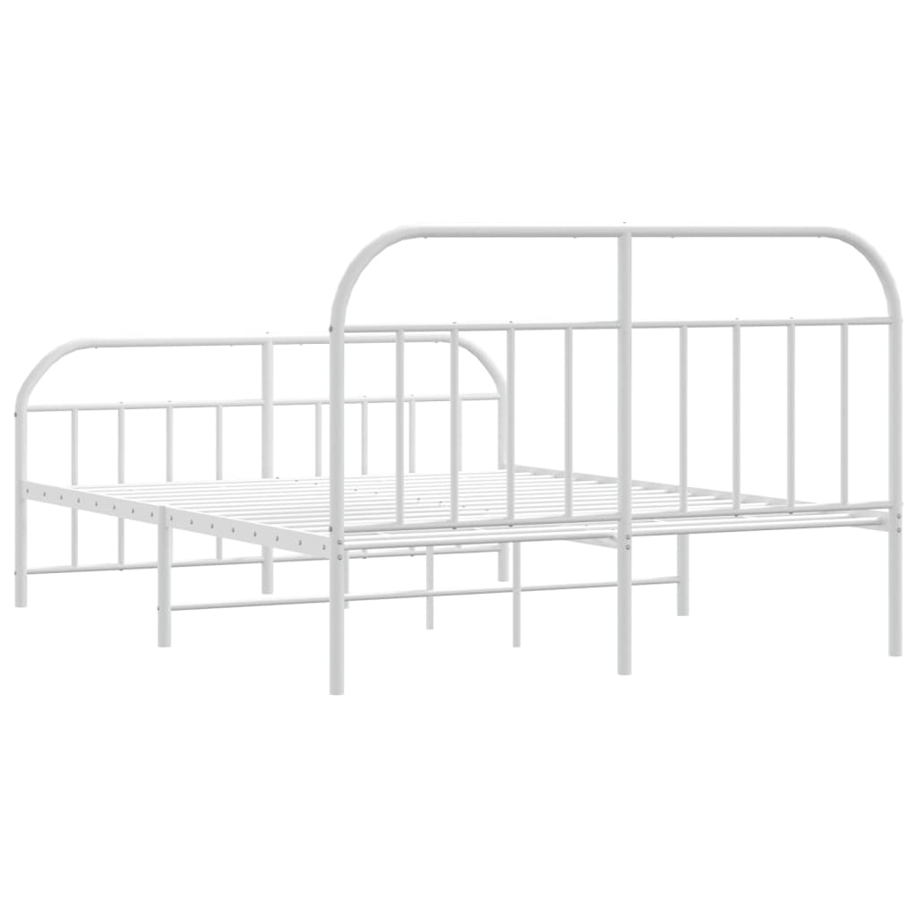 Sengeramme i metall med hode- og fotgavl hvit 180x200 cm