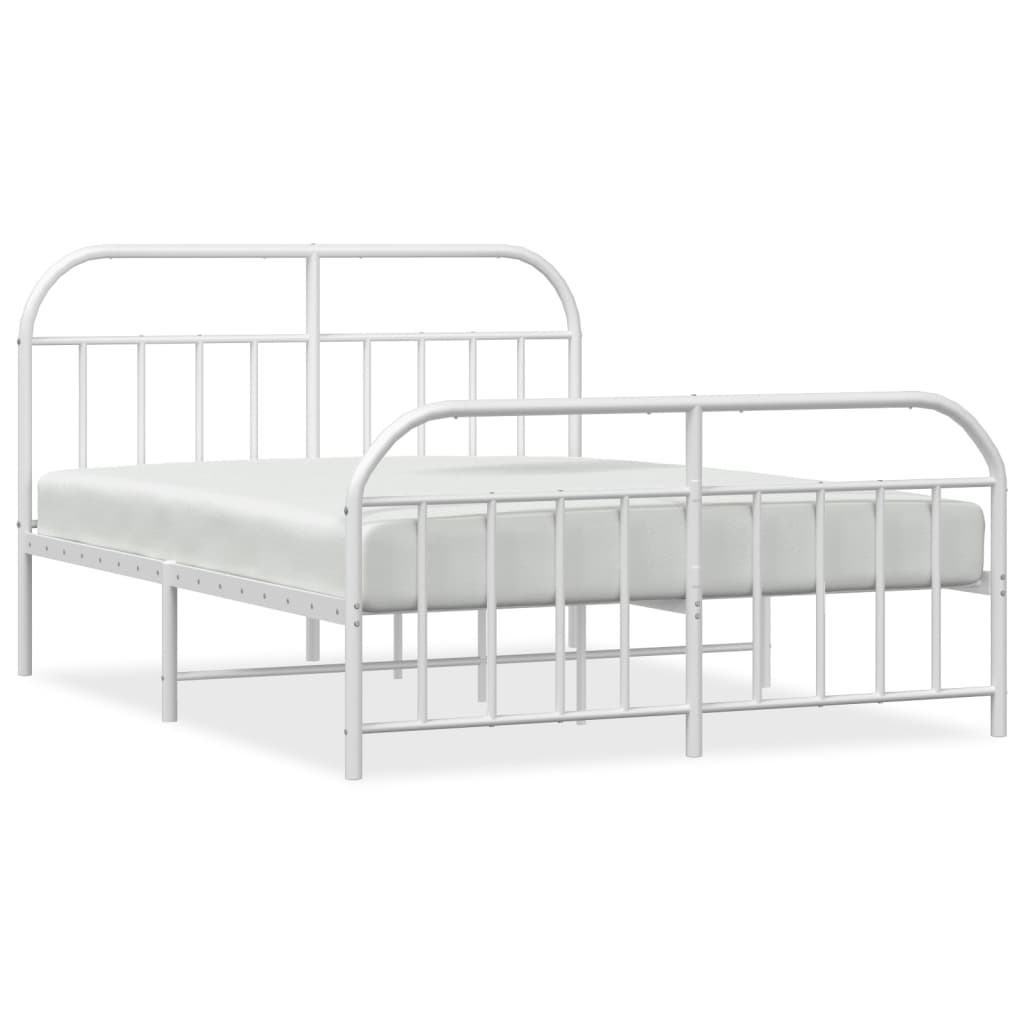 Sengeramme i metall med hode- og fotgavl hvit 183x213 cm
