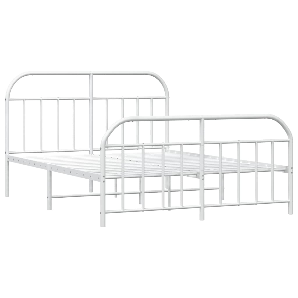 Sengeramme i metall med hode- og fotgavl hvit 183x213 cm