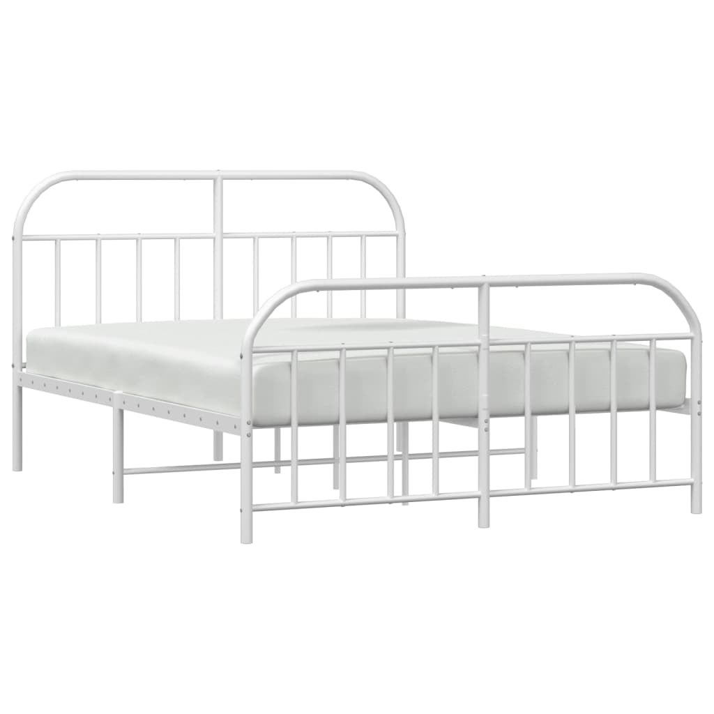 Sengeramme i metall med hode- og fotgavl hvit 183x213 cm