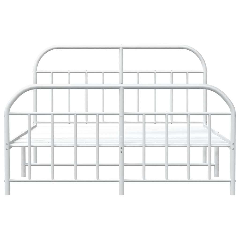 Sengeramme i metall med hode- og fotgavl hvit 183x213 cm