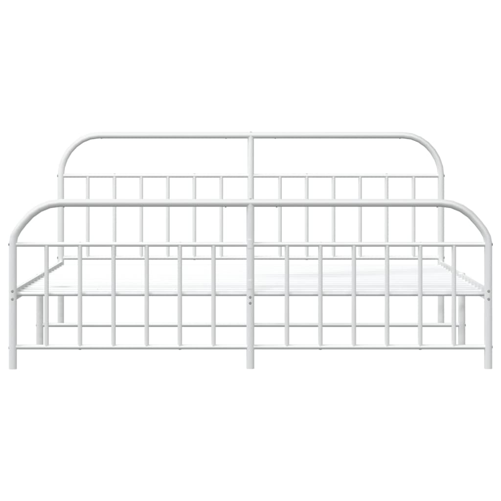 Sengeramme i metall med hode- og fotgavl hvit 193x203 cm
