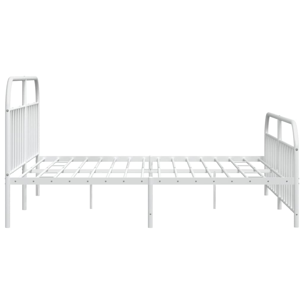 Sengeramme i metall med hode- og fotgavl hvit 193x203 cm