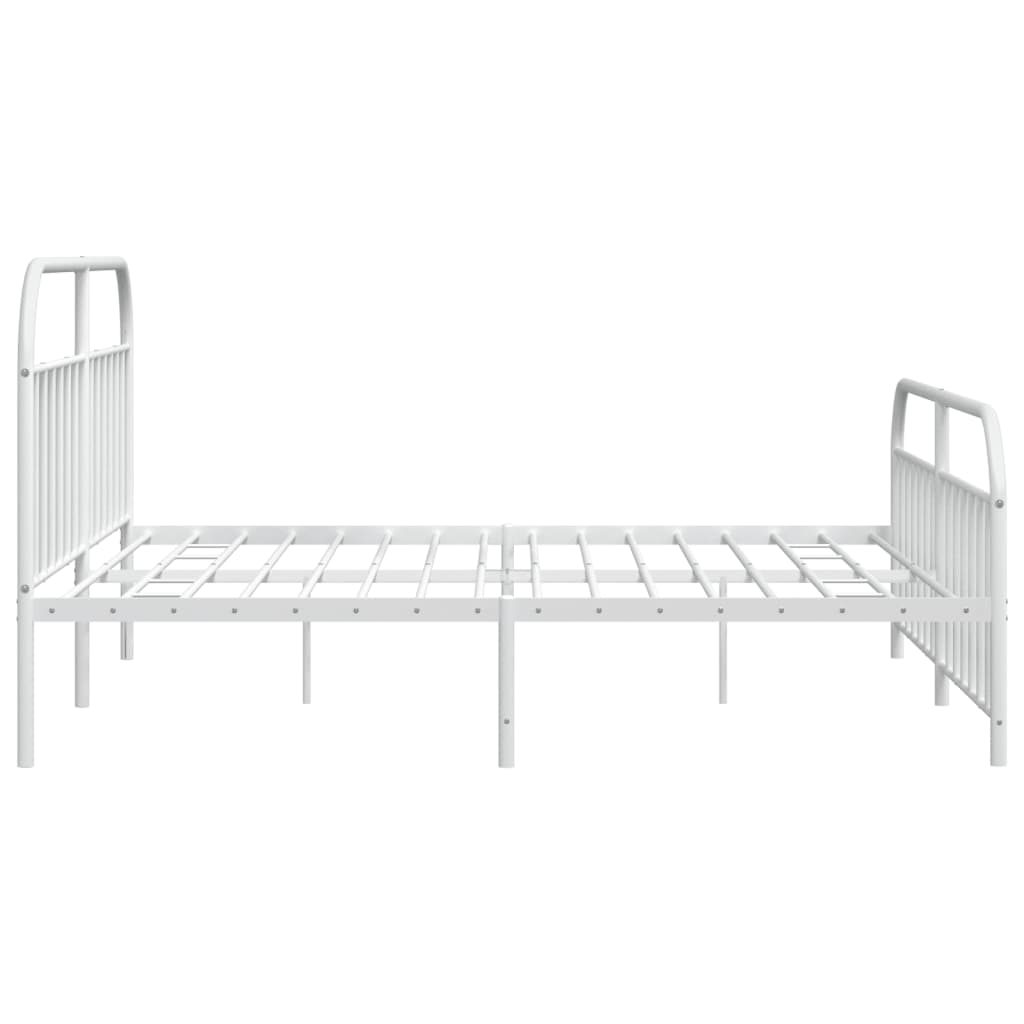 Sengeramme i metall med hode- og fotgavl hvit 200x200 cm