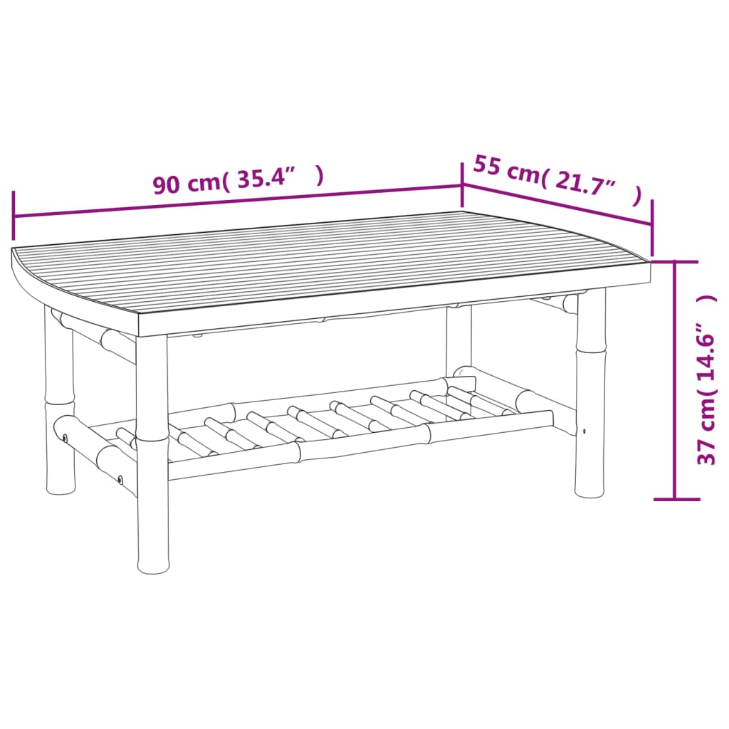 Hagebord 90x55x37 cm bambus