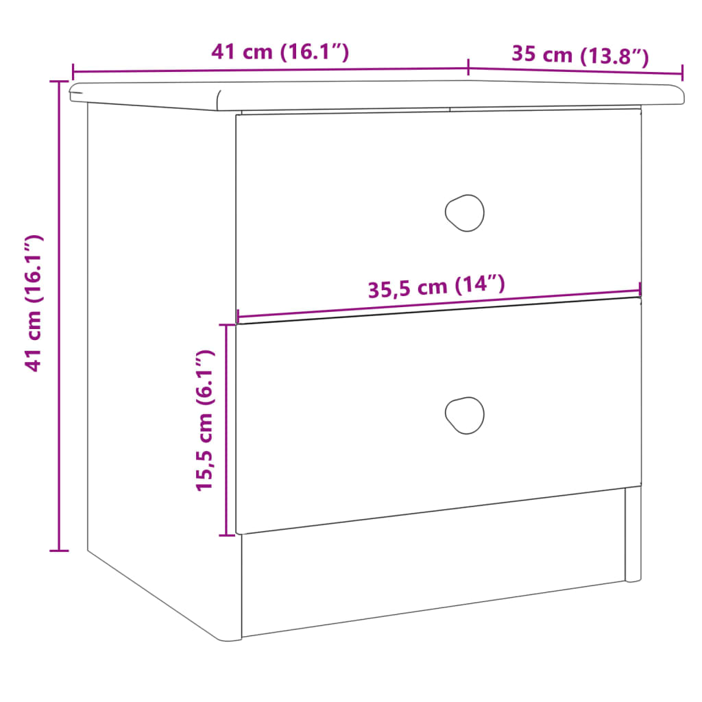 Nattbord ALTA 41x35x41 cm heltre furu