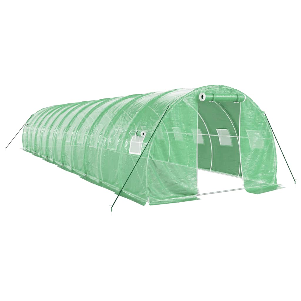 Drivhus med stålramme grønn 36 m² 12x3x2 m