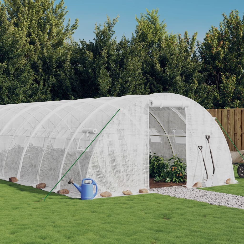 Drivhus med stålramme hvit 40 m² 10x4x2 m